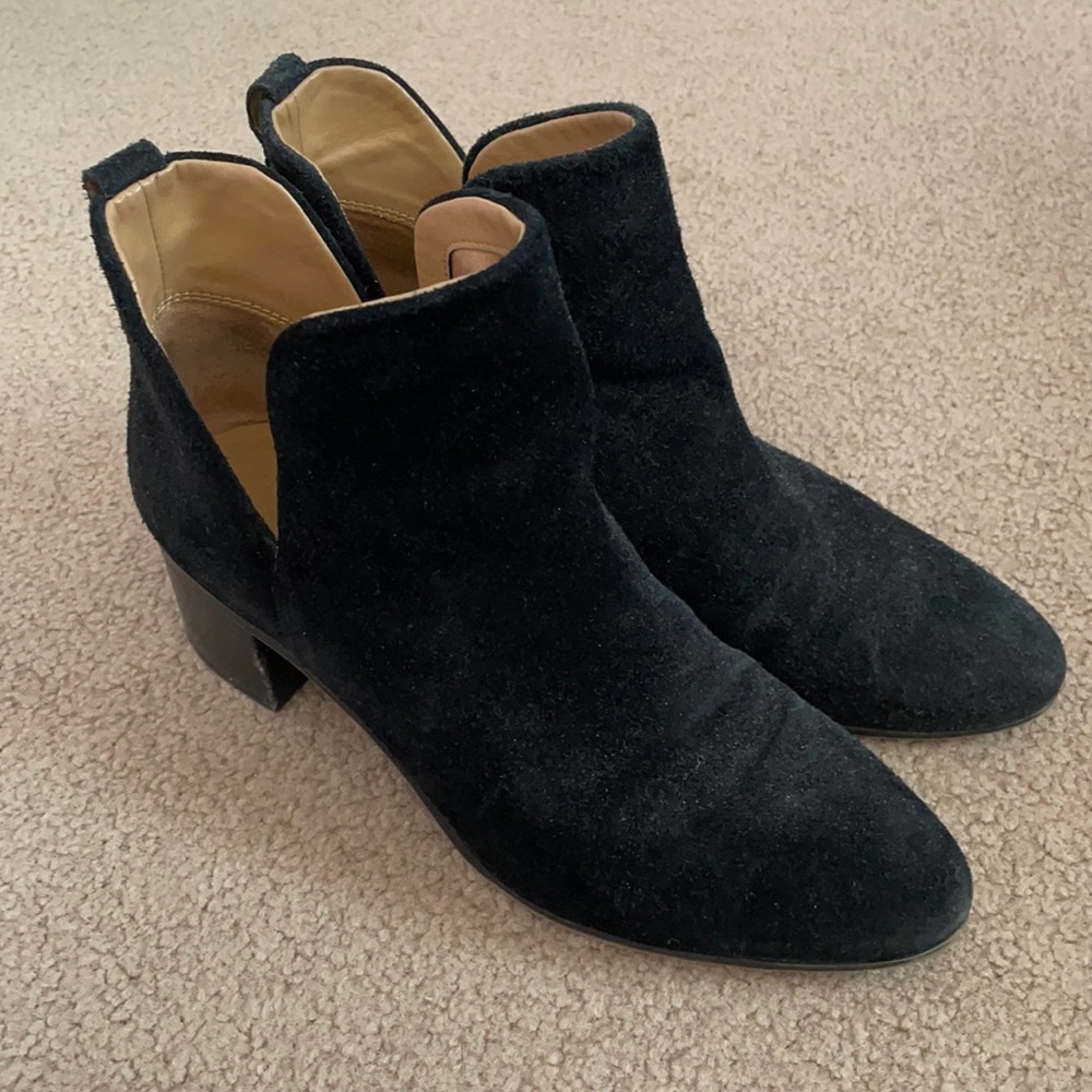 Franco Sarto Black Suede Ankle Booties